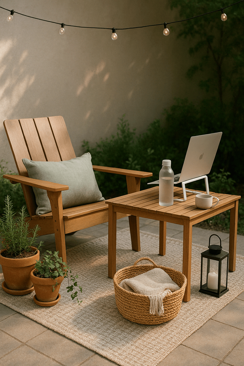 Illustration of No Tech Outdoor Workspace Setup
